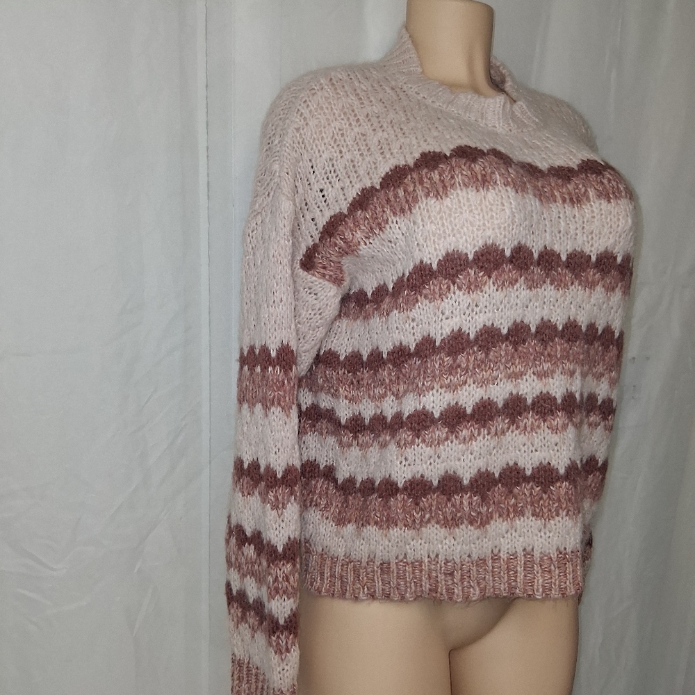 Elsamanda Chic Striped Women's Sweater in Pink and Cream Size M Made In Italy - Picture 13 of 16